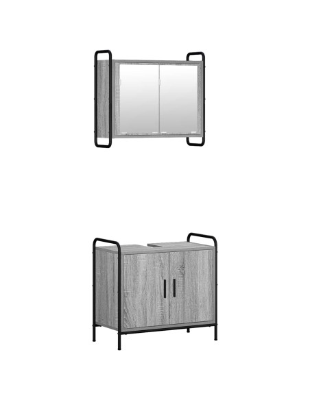 Set di Armadi da Bagno 2 pz Sonoma grigio 65,5 x 34 x 61 cm