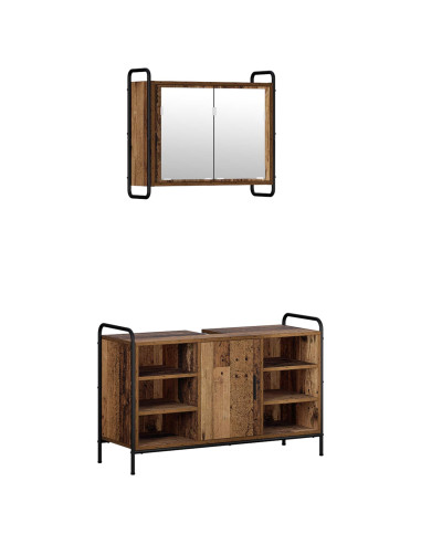 Set di Armadi da Bagno 2 pz Legno antico 65,5 x 34 x 61 cm