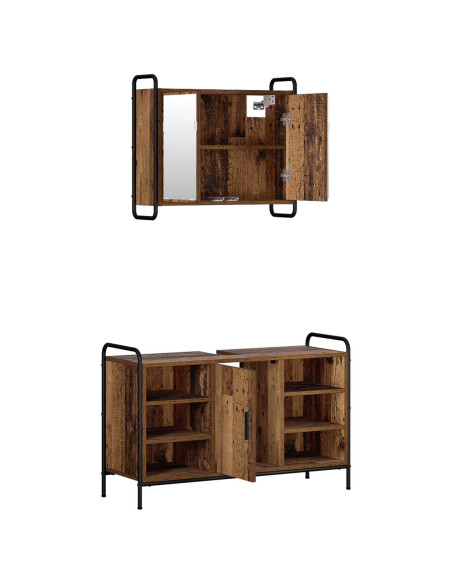 Set di Armadi da Bagno 2 pz Legno antico 65,5 x 34 x 61 cm