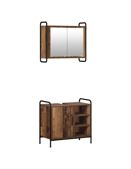 Set di Armadi da Bagno 2 pz Legno antico 65,5 x 34 x 61 cm