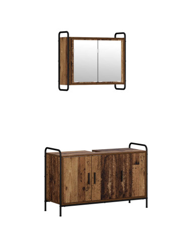 Set di Armadi da Bagno 2 pz Legno antico 65,5 x 34 x 61 cm