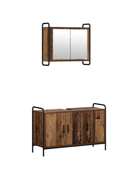 Set di Armadi da Bagno 2 pz Legno antico 65,5 x 34 x 61 cm