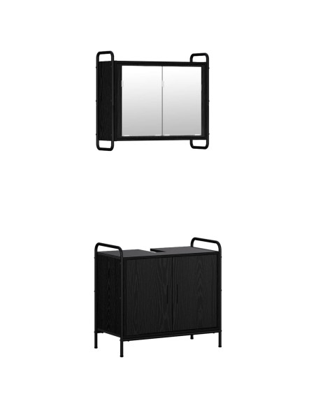 Set di Armadi da Bagno 2 pz Rovere Nero 65,5 x 34 x 61 cm