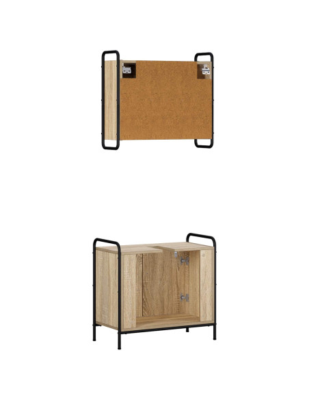 Set di Armadi da Bagno 2 pz Rovere Sonoma 65,5 x 34 x 61 cm
