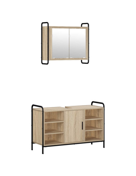 Set di Armadi da Bagno 2 pz Rovere Sonoma 65,5 x 34 x 61 cm