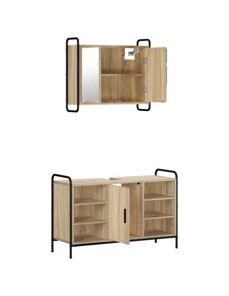 Set di Armadi da Bagno 2 pz Rovere Sonoma 65,5 x 34 x 61 cm