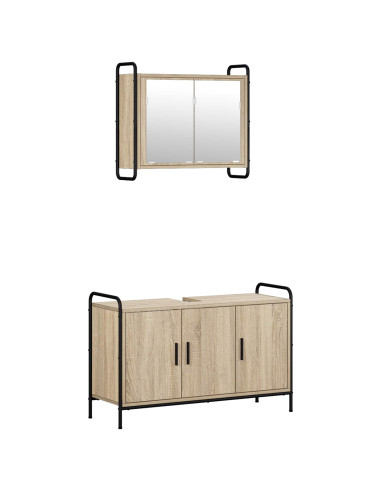 Set di Armadi da Bagno 2 pz Rovere Sonoma 65,5 x 34 x 61 cm