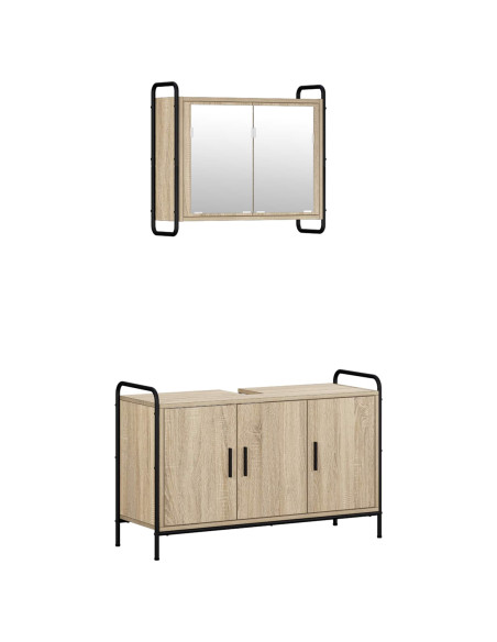 Set di Armadi da Bagno 2 pz Rovere Sonoma 65,5 x 34 x 61 cm