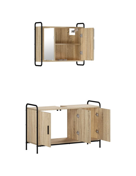 Set di Armadi da Bagno 2 pz Rovere Sonoma 65,5 x 34 x 61 cm