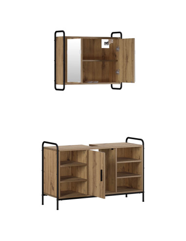 Set di Armadi da Bagno 2 pz Rovere Artigianale