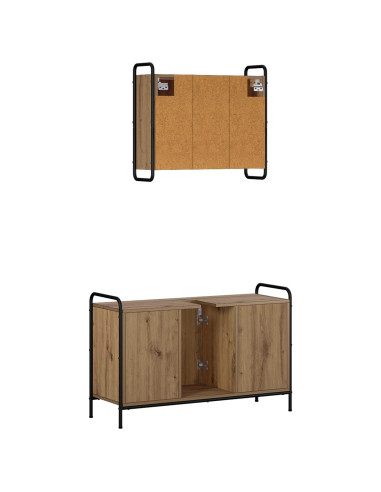 Set di Armadi da Bagno 2 pz Rovere Artigianale