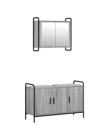 Set di Armadi da Bagno 2 pz Sonoma grigio 65,5 x 34 x 61 cm