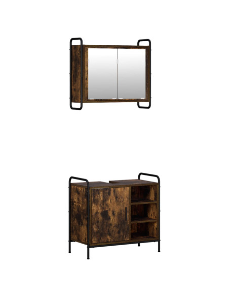 Set di Armadi da Bagno 2 pz Rovere Fumo 65,5 x 34 x 61 cm