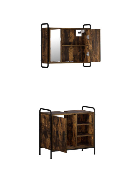 Set di Armadi da Bagno 2 pz Rovere Fumo 65,5 x 34 x 61 cm