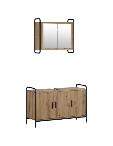 Set di Armadi da Bagno 2 pz Rovere Artigianale