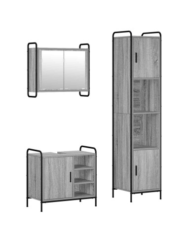 Set di Armadi da Bagno 3 pz Sonoma grigio 40 x 36 x 181 cm
