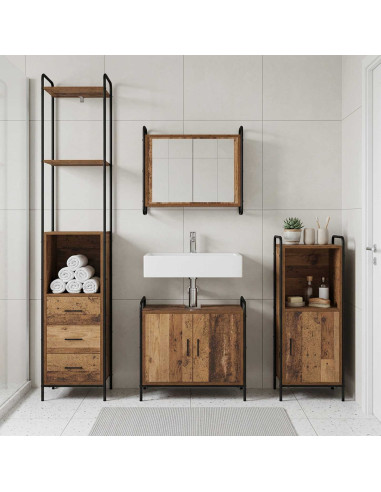 Set di Armadi da Bagno 3 pz Legno antico 40 x 36 x 181 cm