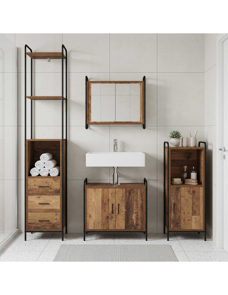 Set di Armadi da Bagno 3 pz Legno antico 40 x 36 x 181 cm
