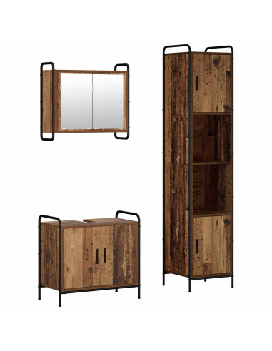 Set di Armadi da Bagno 3 pz Legno antico 40 x 36 x 181 cm