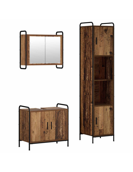 Set di Armadi da Bagno 3 pz Legno antico 40 x 36 x 181 cm
