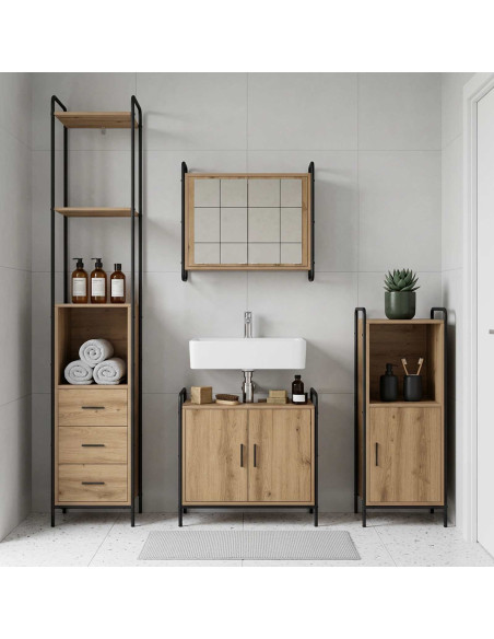 Set di Armadi da Bagno 3 pz Rovere Artigianale 40 x 36 x 181 cm