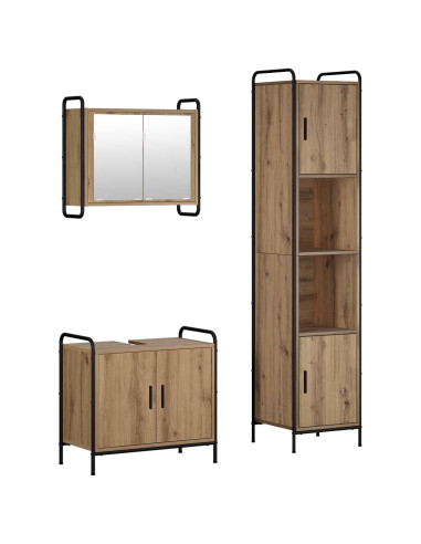 Set di Armadi da Bagno 3 pz Rovere Artigianale 40 x 36 x 181 cm