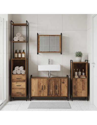 Set di Armadi da Bagno 3 pz Legno antico 40 x 36 x 181 cm