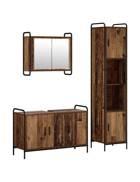 Set di Armadi da Bagno 3 pz Legno antico 40 x 36 x 181 cm