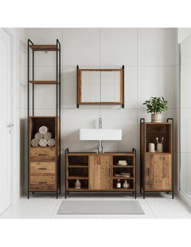 Set di Armadi da Bagno 3 pz Legno antico 40 x 36 x 181 cm