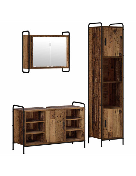 Set di Armadi da Bagno 3 pz Legno antico 40 x 36 x 181 cm
