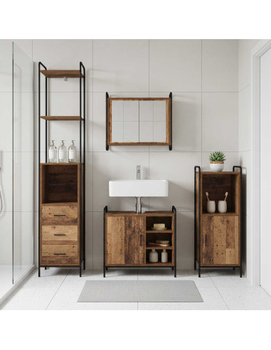 Set di Armadi da Bagno 3 pz Legno antico 40 x 36 x 181 cm