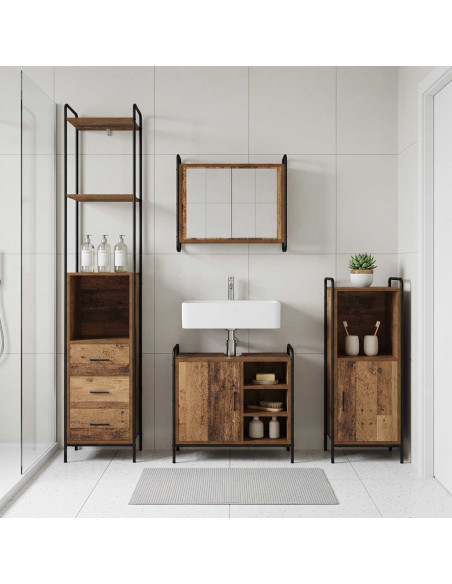 Set di Armadi da Bagno 3 pz Legno antico 40 x 36 x 181 cm