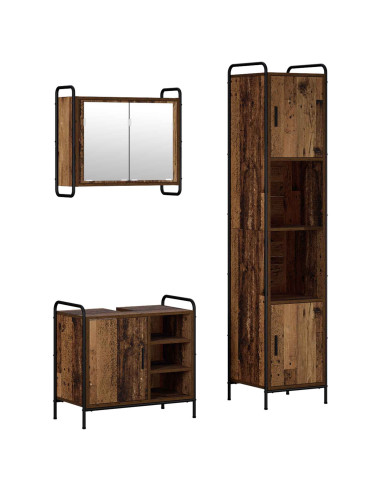 Set di Armadi da Bagno 3 pz Legno antico 40 x 36 x 181 cm
