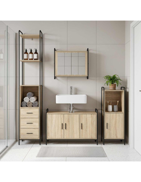 Set di Armadi da Bagno 3 pz Rovere Sonoma 40 x 36 x 181 cm