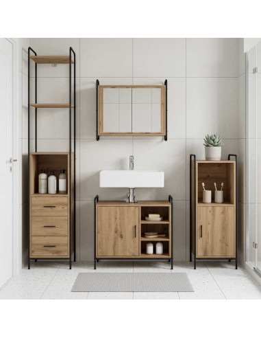 Set di Armadi da Bagno 3 pz Rovere Artigianale 40 x 36 x 181 cm