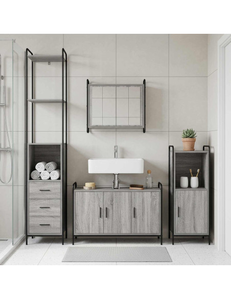 Set di Armadi da Bagno 3 pz Sonoma grigio 40 x 36 x 181 cm