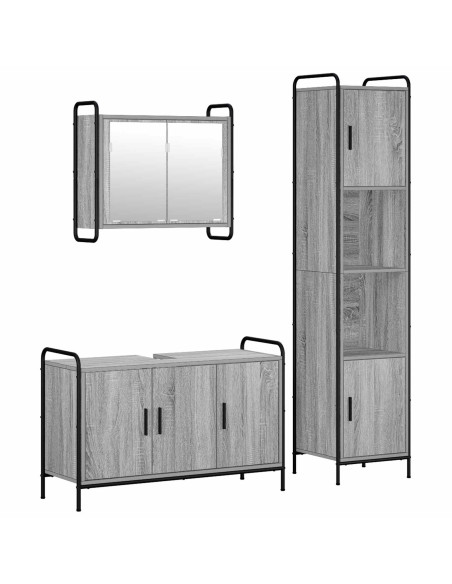 Set di Armadi da Bagno 3 pz Sonoma grigio 40 x 36 x 181 cm