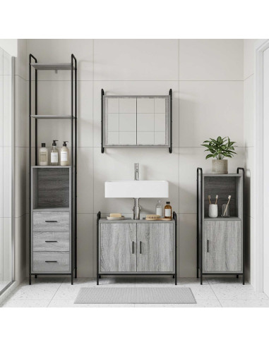 Set di Armadi da Bagno 3 pz Sonoma grigio 40 x 36 x 181 cm