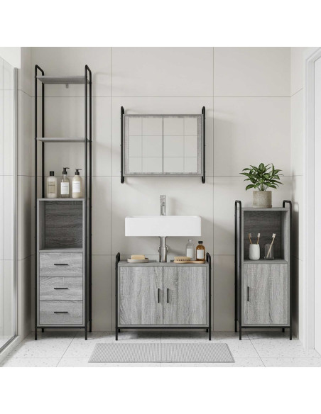 Set di Armadi da Bagno 3 pz Sonoma grigio 40 x 36 x 181 cm