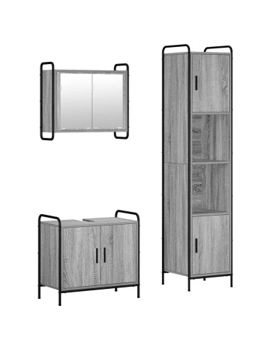 Set di Armadi da Bagno 3 pz Sonoma grigio 40 x 36 x 181 cm
