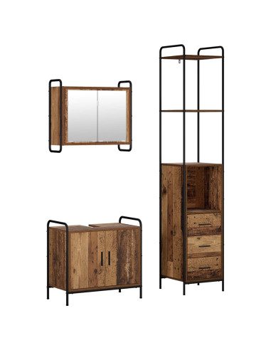Set di Armadi da Bagno 3 pz Legno antico 40 x 36 x 200,5 cm