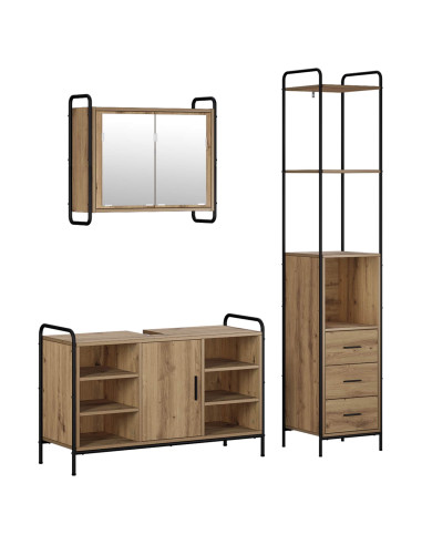 Set di Armadi da Bagno 3 pz Rovere Artigianale