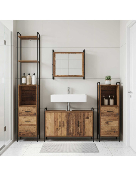 Set di Armadi da Bagno 3 pz Legno antico 40 x 36 x 200,5 cm