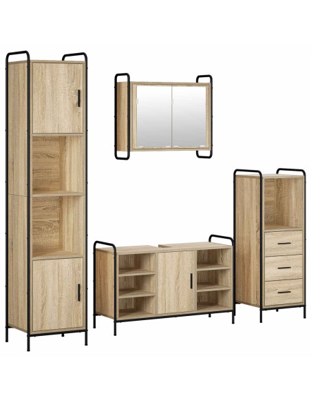 Set di Armadi da Bagno 4 pz Rovere Sonoma 40 x 36 x 181 cm