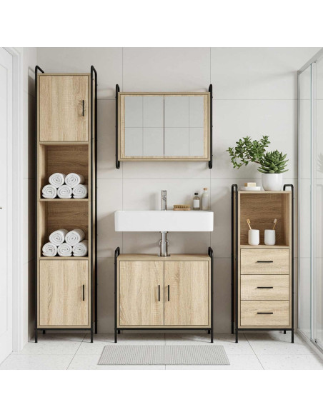 Set di Armadi da Bagno 4 pz Rovere Sonoma 40 x 36 x 181 cm