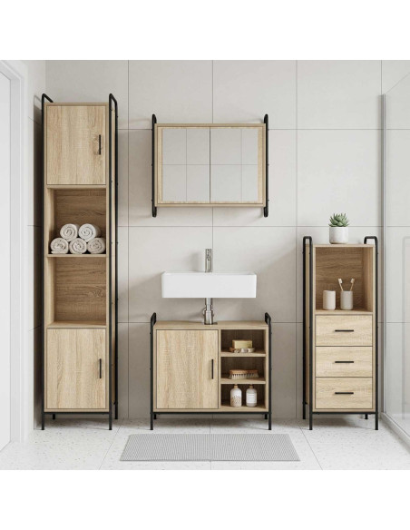 Set di Armadi da Bagno 4 pz Rovere Sonoma 40 x 36 x 181 cm
