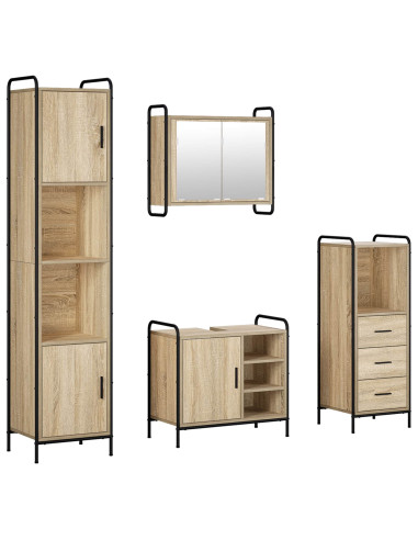 Set di Armadi da Bagno 4 pz Rovere Sonoma 40 x 36 x 181 cm