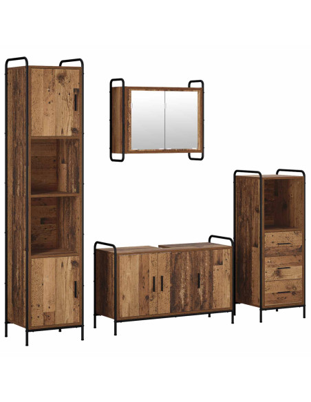 Set di Armadi da Bagno 4 pz Legno antico 40 x 36 x 181 cm