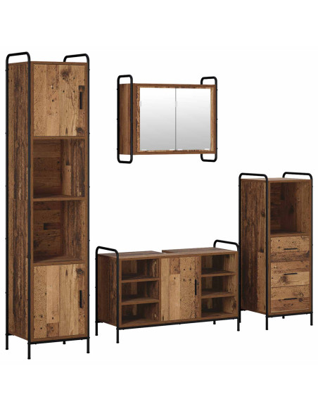 Set di Armadi da Bagno 4 pz Legno antico 40 x 36 x 181 cm