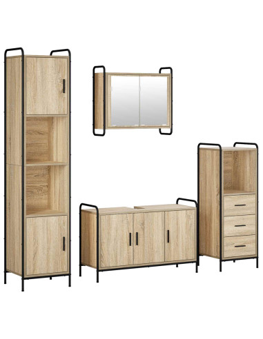 Set di Armadi da Bagno 4 pz Rovere Sonoma 40 x 36 x 181 cm